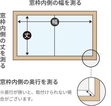 シェード 窓枠内付け 巾・丈の測り方