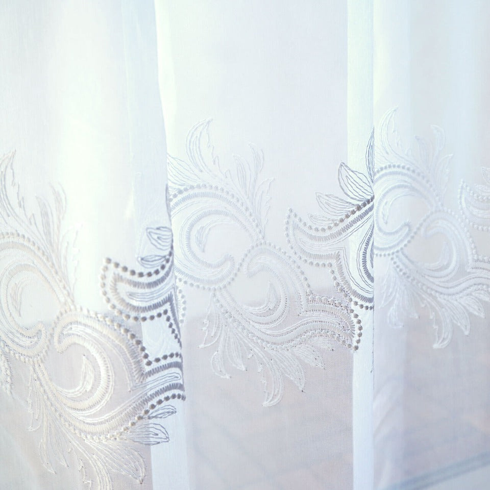 トルコ刺繡レースカーテン マーフィー(ホワイト)-2