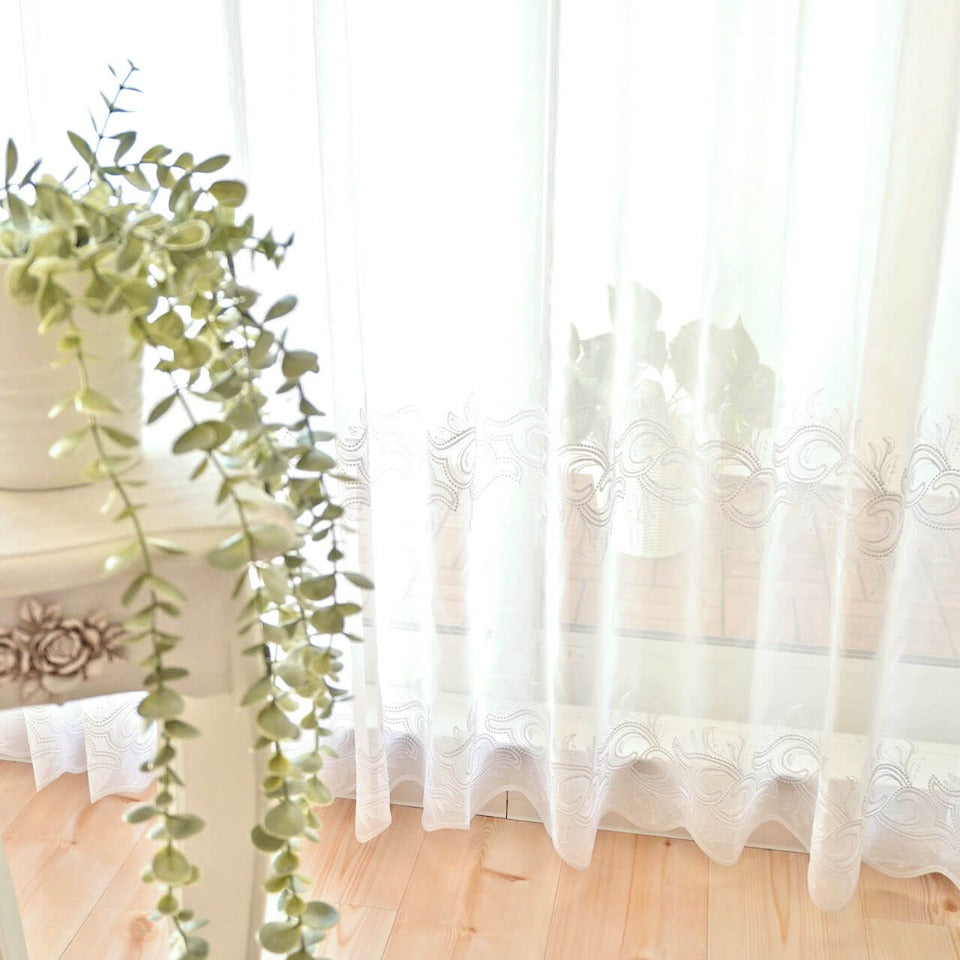 トルコ刺繡レースカーテン マーフィー(ホワイト)-4