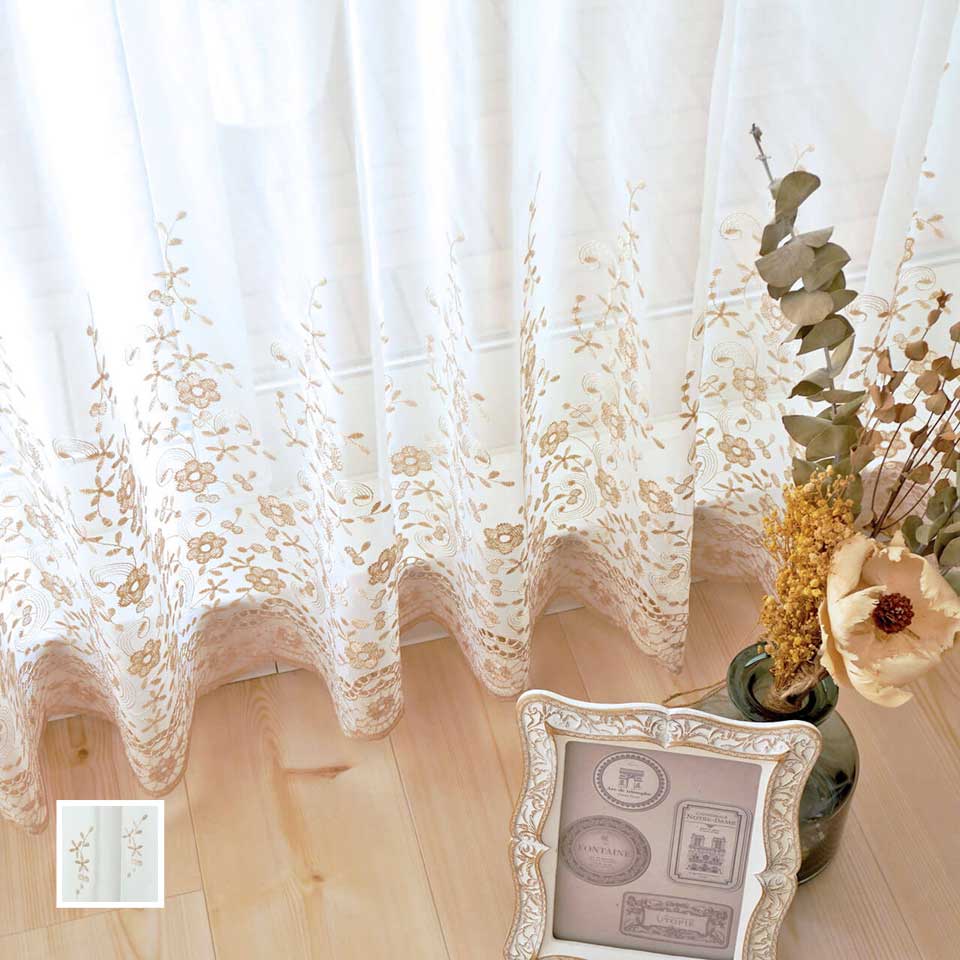 無料生地サンプル】オーダー｜繊細な花柄の刺繍が目を引くエレガント
