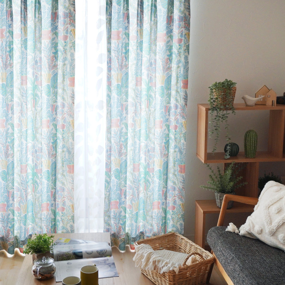 パラティシ 北欧 オーダーカーテン(ブルー)-5