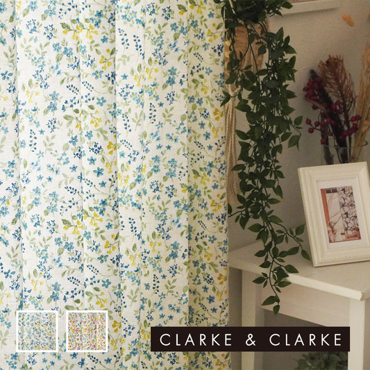 【無料生地サンプル】オーダードレープカーテン ペタル CLARKE&CLARKE (ブルー)-1