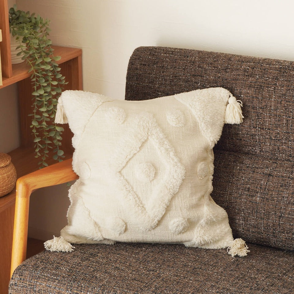 インド製 タフト加工が立体的なクッションカバー｜クラフCC-45