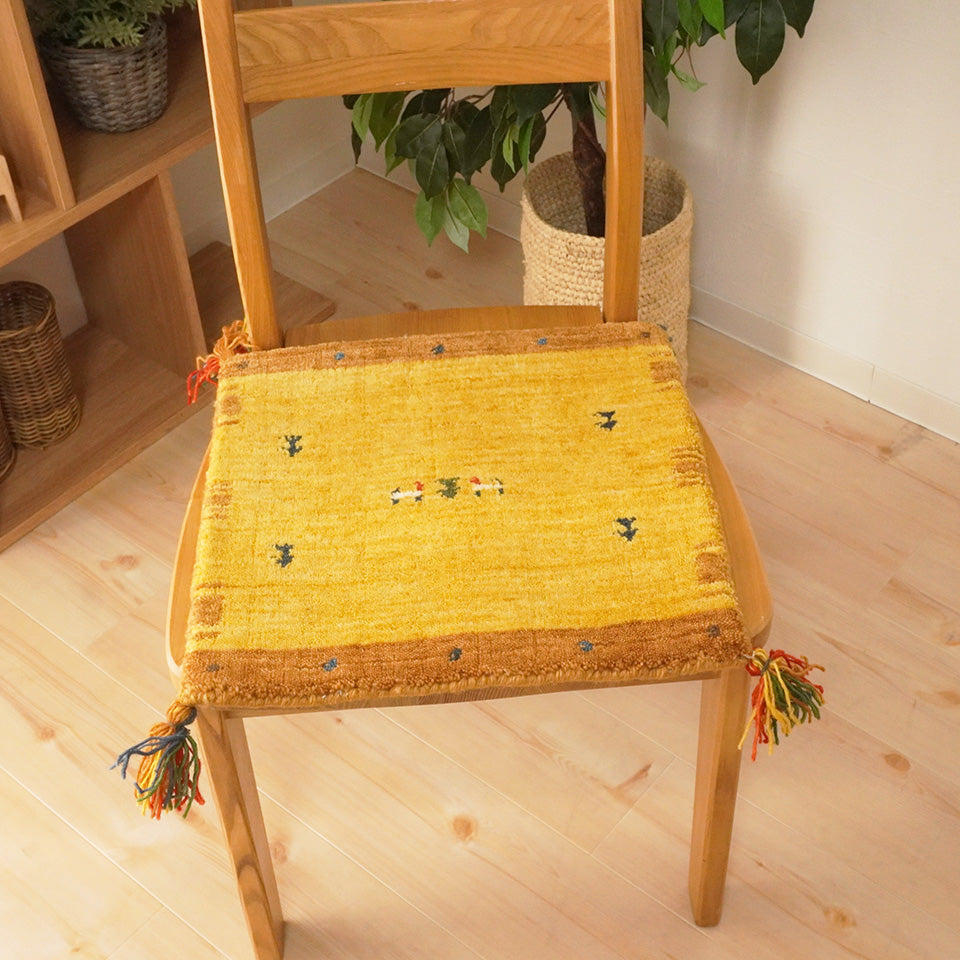 ギャッベ　インド製　座布団　マット　7枚セット ギャベ座布団 特別仕様 40×40cm 無染色ウール マット ギャッベ