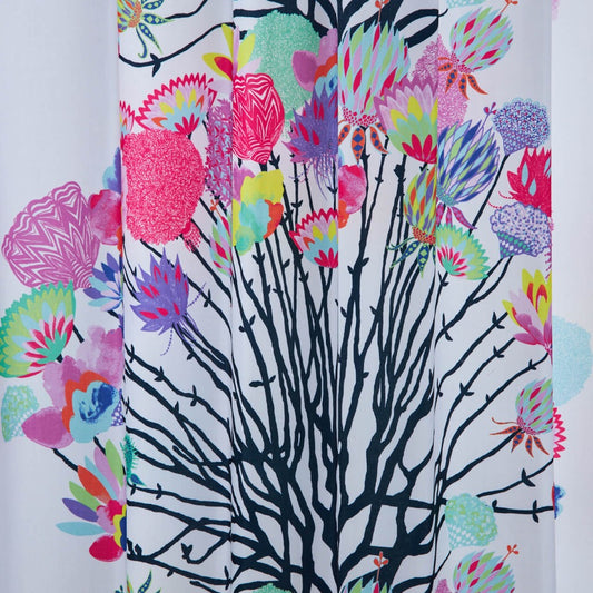 フィンランド語で5月1日の花を表す祝日をイメージした北欧デザインのカーテン カラフルな花柄