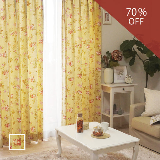 オーダー|大人フェミニンな綿混花柄カーテン|ハンプトン|70%OFF