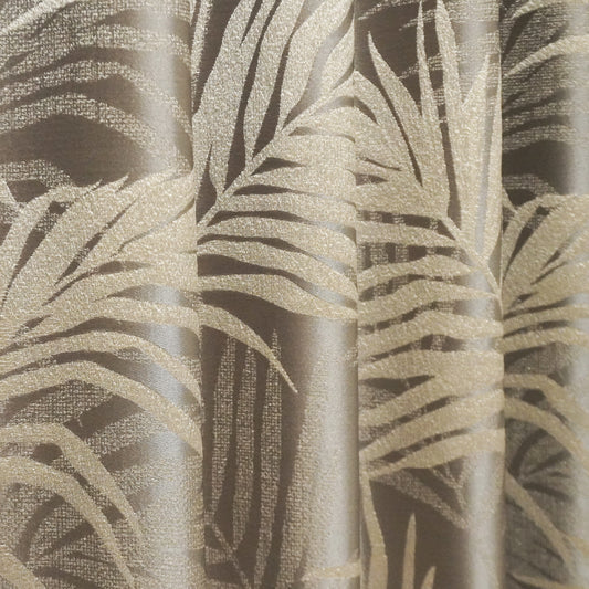 洗練のボタニカル ジャガード織の大人モダンカーテン グレー リーフ柄