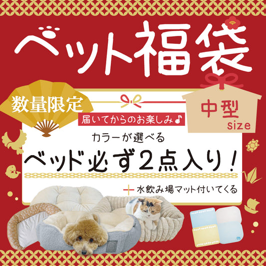 福袋|中型用 ベッド2点が必ず入ったカラーが選べるペット福袋3点