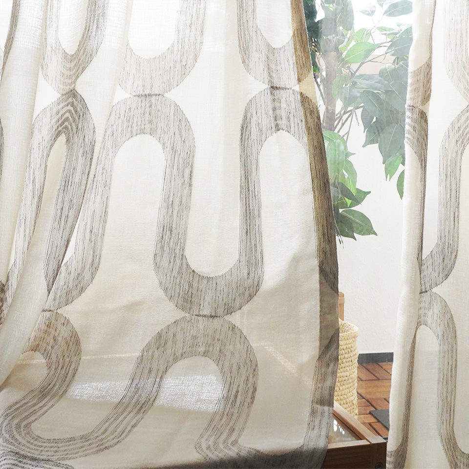 モダンスタイルのウェーブ模様ボイルレース 透け感