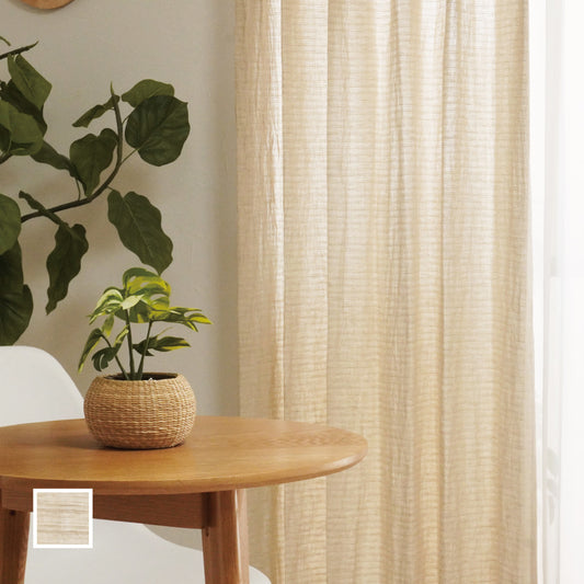 天然素材100% 横ラインのナチュラルカーテン ダイニングのナチュラルなイメージ