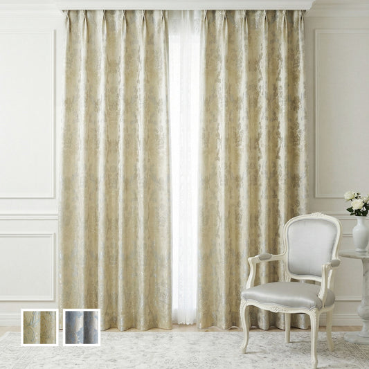 クラシカルなジャガード織り 高級ダマスク柄カーテン ホワイトなクラシックインテリア