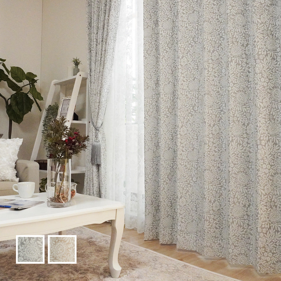 既製カーテン ヴィクトリアン裏地付GY-1