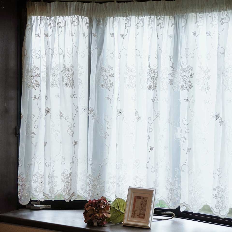 出窓用ストレート型レースカーテン カルメン