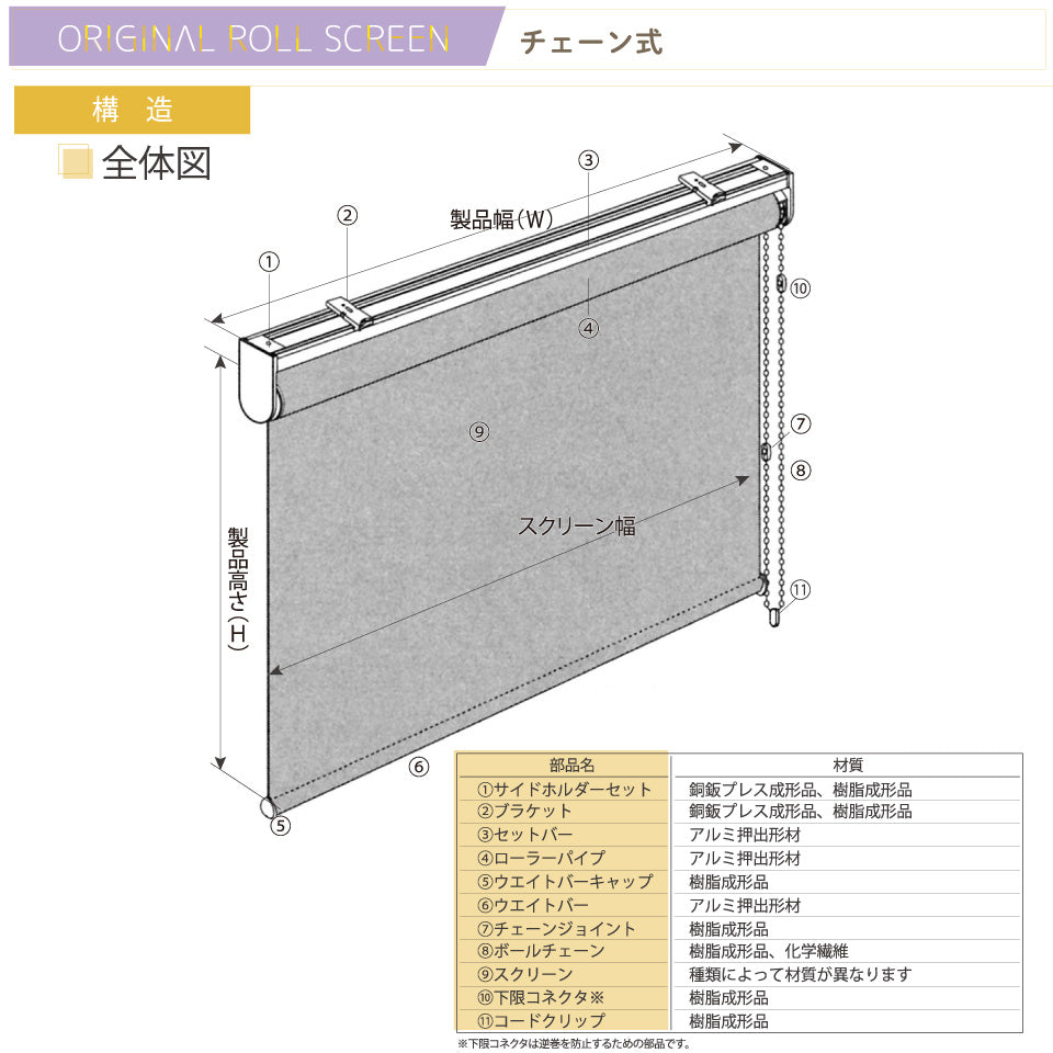ロールスクリーン　遮光生地 無料生地サンプル】ロールスクリーン サニー（非遮光）