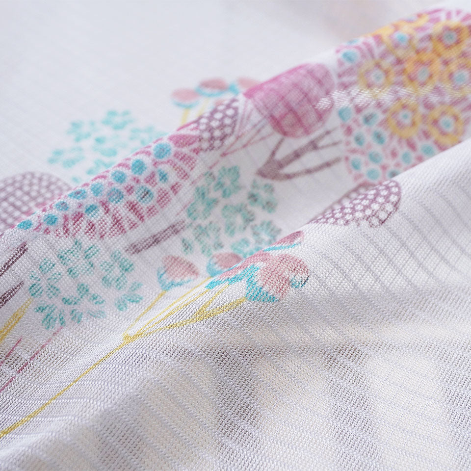 4P既製｜遮光カーテンとカラフルな花柄ミラーレースの1窓セット｜オンニ