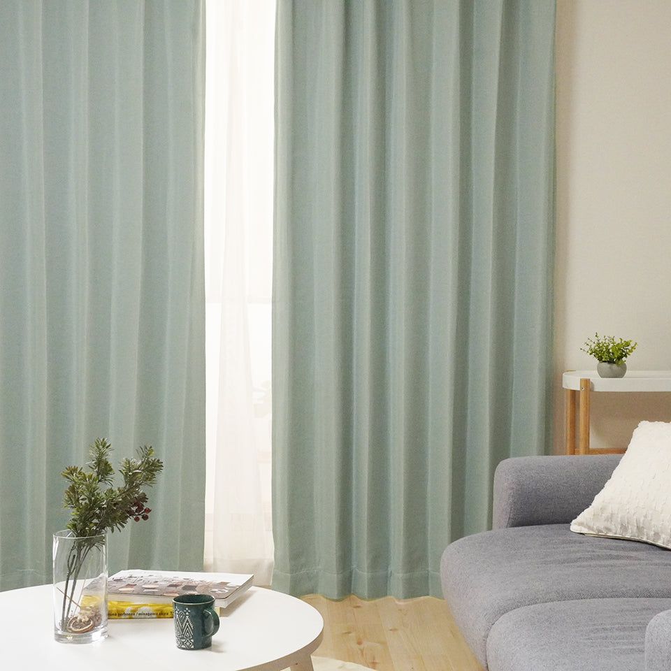 4P既製｜22サイズ 遮光・保温・高機能4枚セット（ドレープ＋ミラーレース）｜4Pカーテン デリス｜グリーン