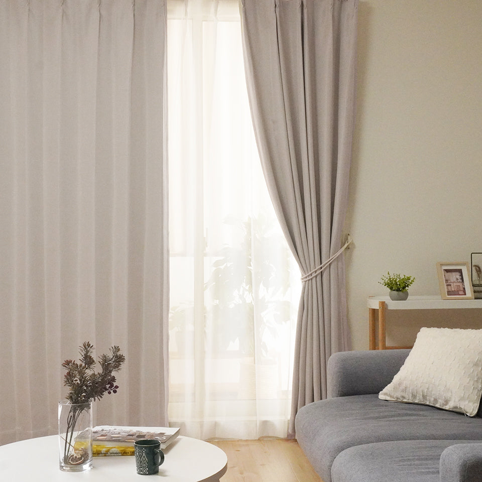 4P既製｜22サイズ 遮光・保温・高機能4枚セット（ドレープ＋ミラーレース）｜4Pカーテン デリス｜アイボリー