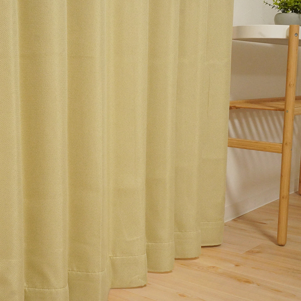 4P既製｜22サイズ 遮光・保温・高機能4枚セット（ドレープ＋ミラーレース）｜4Pカーテン デリス｜イエロー