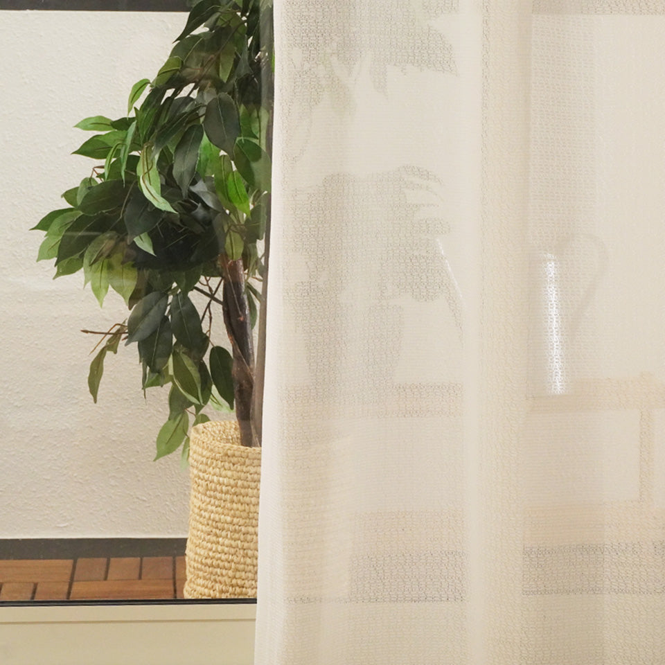 防炎機能付き4枚セットカーテン セットのレースカーテン 透け感レベル2の程よく透けるレース