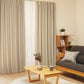 防炎機能付き4枚セットカーテン ベージュ リビングの掃き出し窓