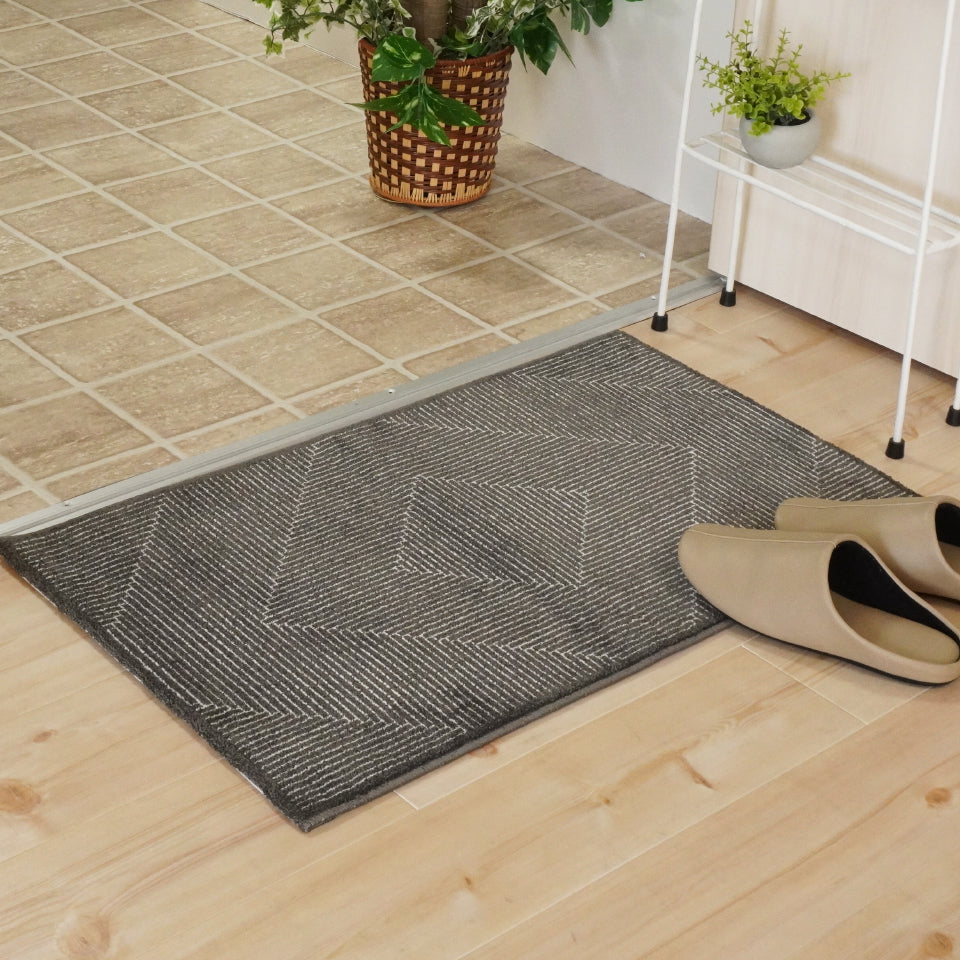 モダン調 ベルギー直輸入柔らかタッチの高級感玄関マット ダークグレー