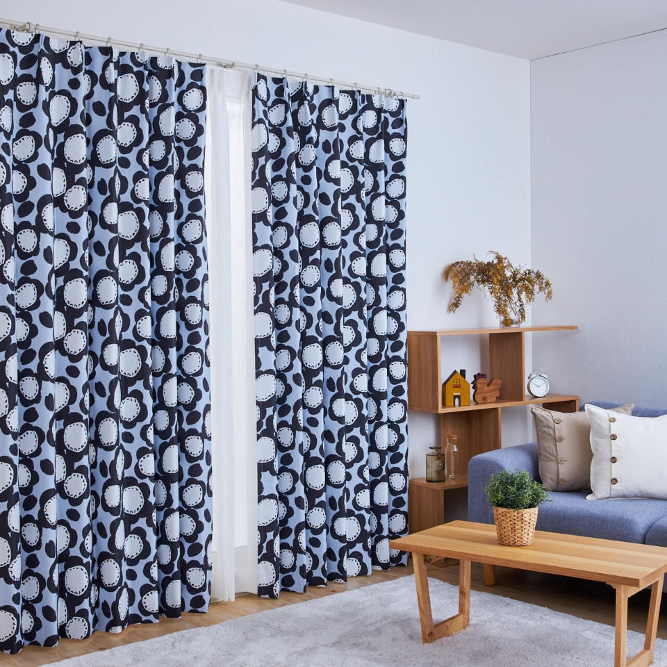 既製｜駄菓子っぽいふわっとした花柄北欧デザインカーテン｜ミンツ