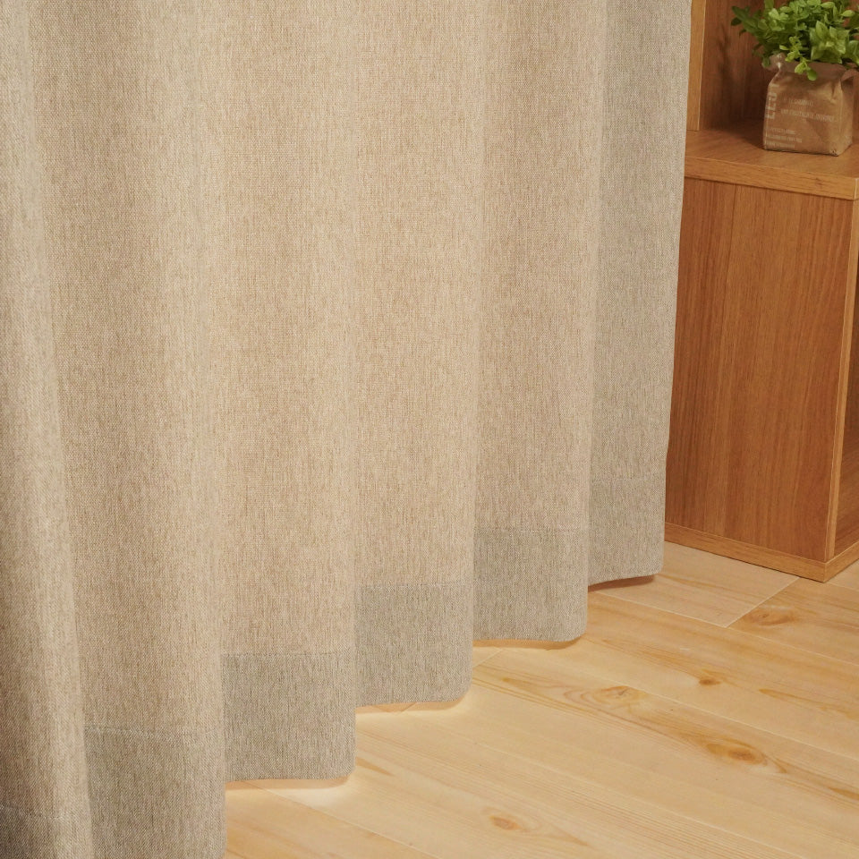 天然素材ライクなナチュラルカーテン ベージュ 形状安定加工で綺麗なヒダと仕上がり