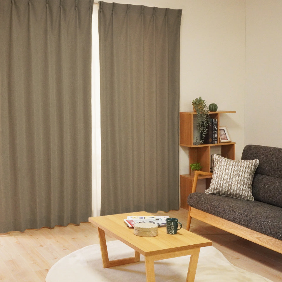 天然素材ライクなナチュラルカーテン ブラウン 落ち着いた色合いのグレージュブラウン