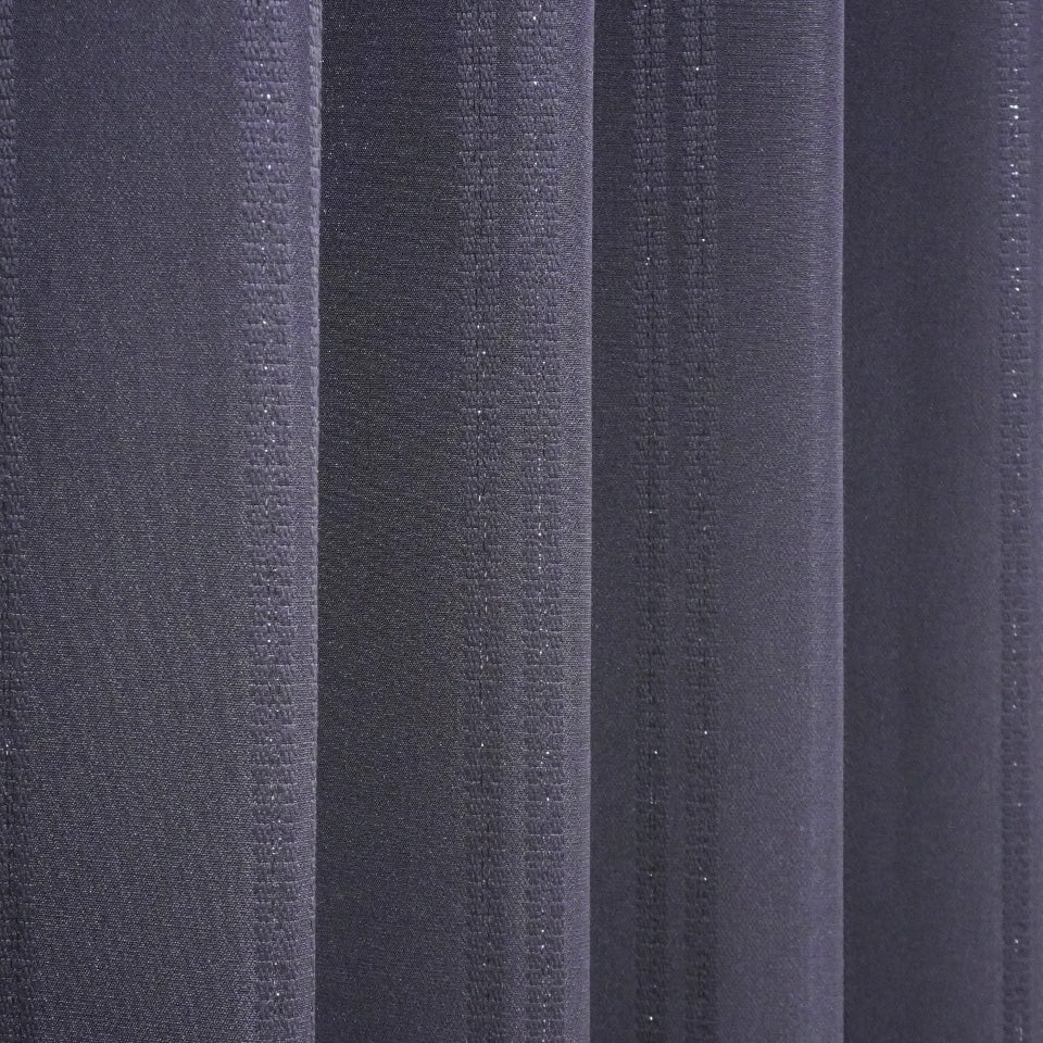 ラメ入りストライプ模様モダンカーテン ネイビー 