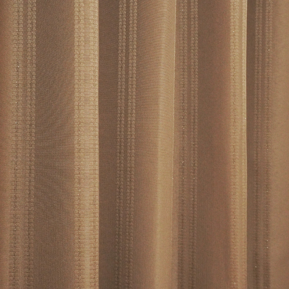 ラメ入りストライプ模様モダンカーテン ブラウン 