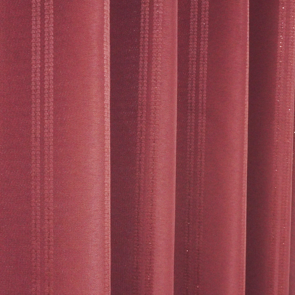 ラメ入りストライプ模様モダンカーテン ワイン 