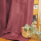 ラメ入りストライプ模様モダンカーテン ワイン 