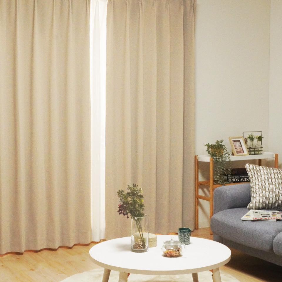 遮光1級無地プレーンカーテン アイボリー 温かみのあるナチュラル風カーテン