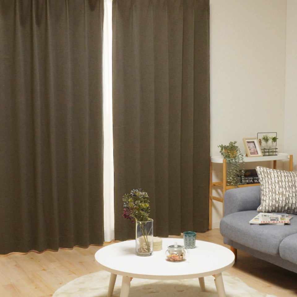 遮光1級無地プレーンカーテン ブラウン 落ち着いた濃いブラウン