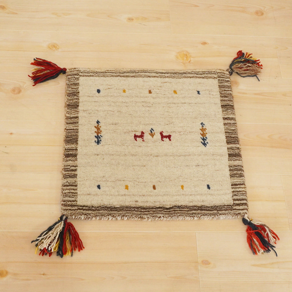 美品　ギャッペ座布団サイズ2枚 天然素材で温かみを感じるインド製手織りギャッベ｜インドギャッベGB