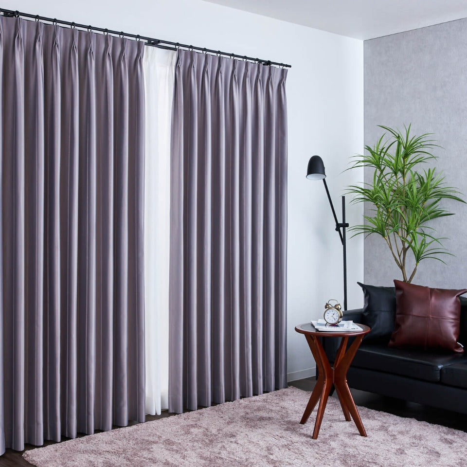 シルバープリーツドレープカーテン オーダー｜シームレス遮光カーテン｜タテ縞モール糸で重厚感ある上質