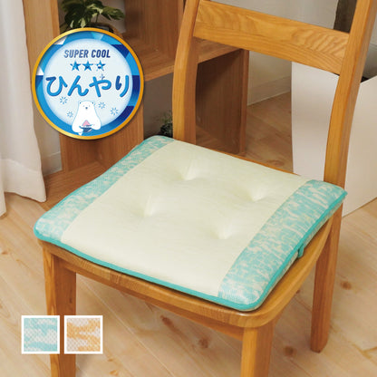 接触冷感＆熱がこもりにくいメッシュの快適椅子クッション ライトブルー