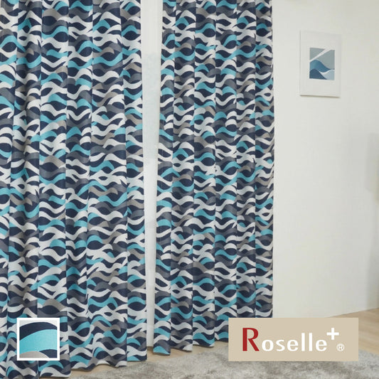 遮光・防炎 ウェーブ模様のグラフィカル北欧パターン柄 