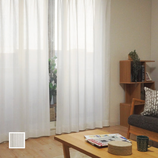 縦ストライプの無地ライクレース 遮熱・UVカットの高機能レース 