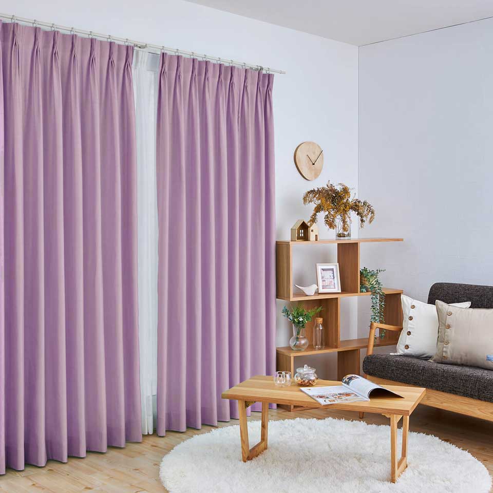 オーダー｜防炎 17色展開 スラブ糸で光沢感のある無地調カーテン｜シャイン
