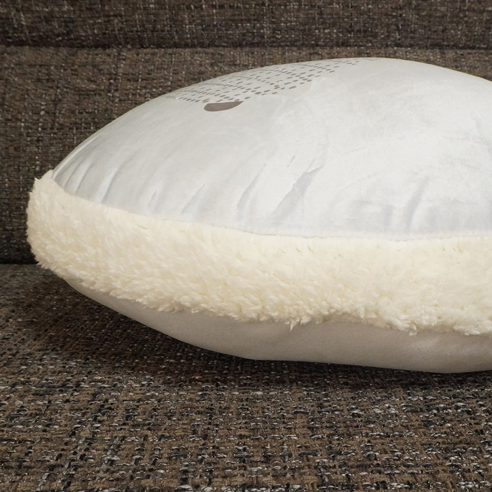 あったかもっちり 癒されるラウンド型ひつじモチーフ｜RNレポ ラウンドクッション｜グレー｜厚さしっかりふわふわ