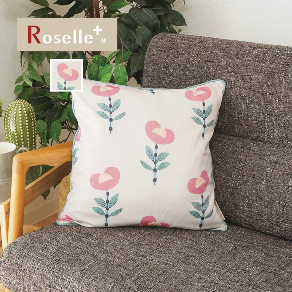 北欧花柄 おしゃれなベージュクッションカバー