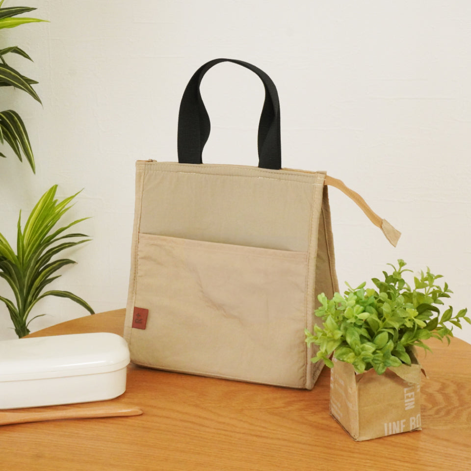 保冷剤ポケット付き 保冷・保温ランチバッグ  お弁当入れ ベージュ