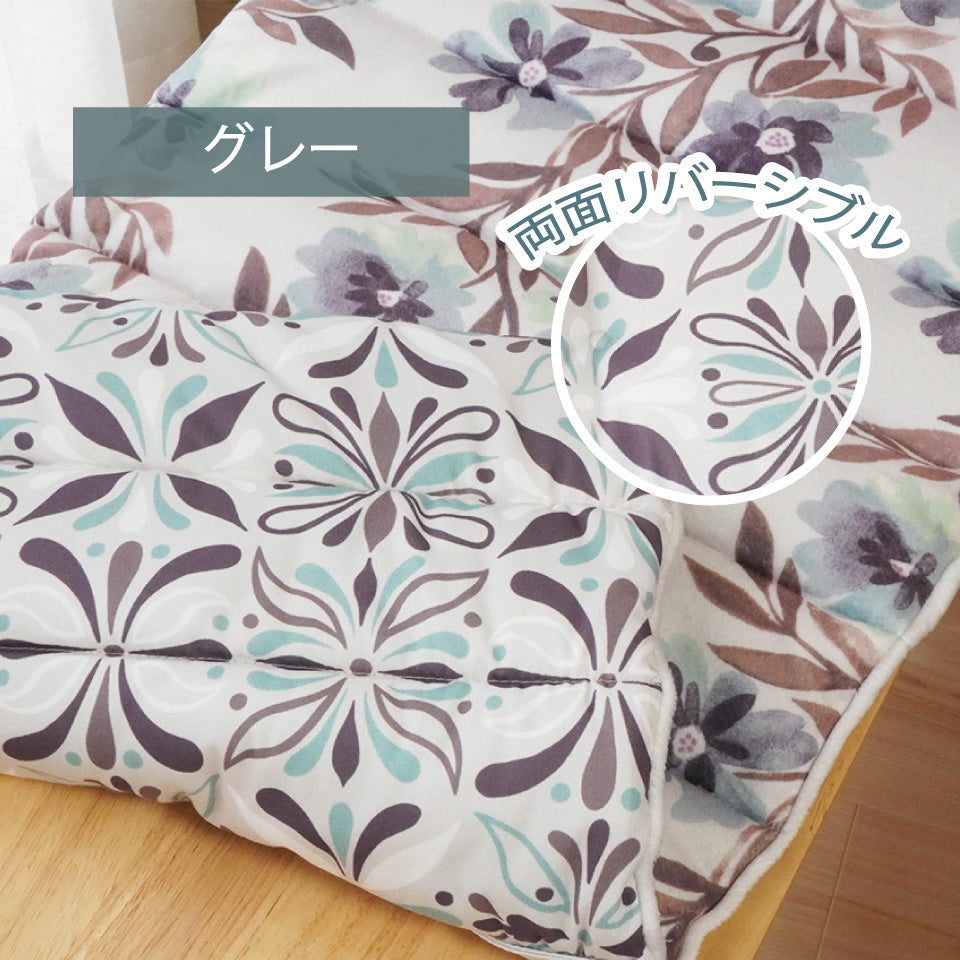 2way おしゃれな北欧花柄デザインのベンチシートクッション 両面リバーシブル