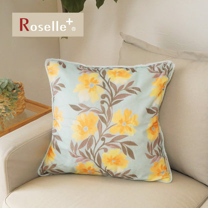 起毛×ボア素材であったか！存在感のある可愛らしい北欧花柄｜Rオウラ クッションカバー《イエロー》