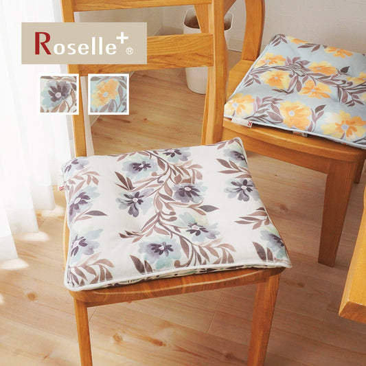 リバーシブル仕様 北欧花柄シートクッション グレー