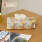存在感のある花柄がおしゃれなデザイン ひっかけて使える|Rオウラ ティッシュBOXカバー 《イエロー》