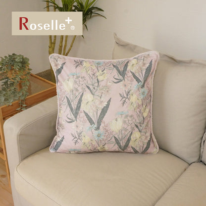 起毛×ボア素材であったか！インテリアに馴染む落ち着いた色味の北欧花柄｜Rルビニ クッションカバー《ローズ》