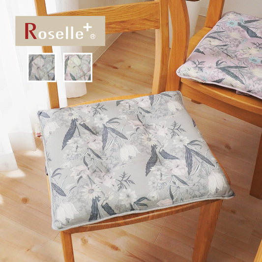 リバーシブル仕様の北欧花柄シートクッション グレー