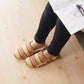 ボア素材で足元あったか北欧ボーダー柄デザインがおしゃれ｜Rシベリン ソフトボアスリッパ（オレンジ）